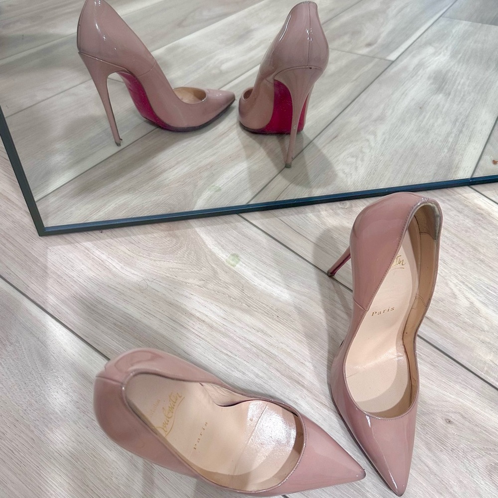 Christian Louboutin Nude Patent Leather Stiletto Heels